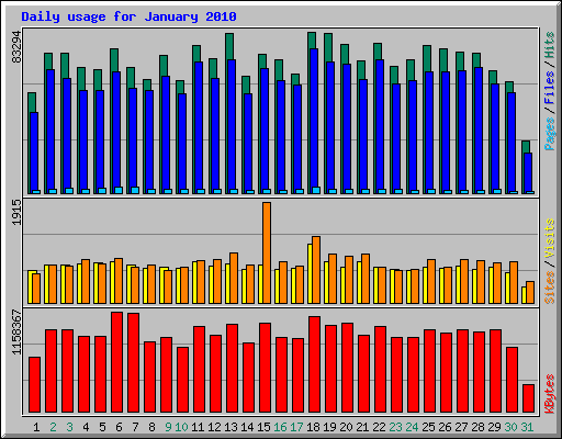 Daily usage for January 2010